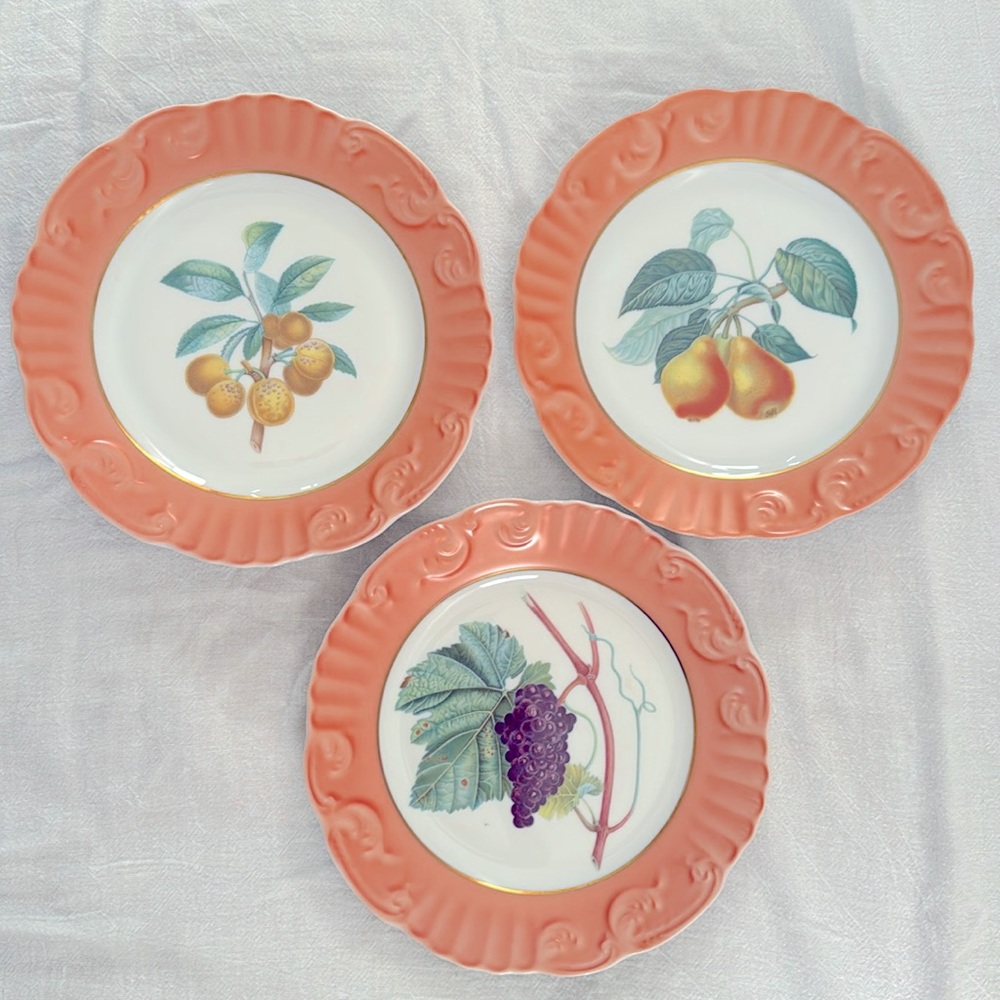 Mottahedeh Vista Alegrae Summer Fruits Small Porcelain Plates, Made in Portugal